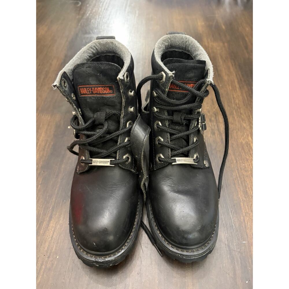 Harley Davidson Women's Faded Glory Black Leather Biker Boots 6.5 Motorcycle